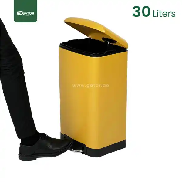 open live yellow Powder Coated Pedal Bin Gator SS26Y-30