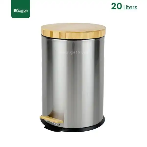 silver Bamboo Top Trash Can Gator SS25S-20