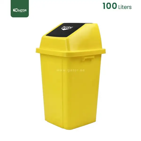 yellow Push Lid Waste Bin Gator GC14Y-100