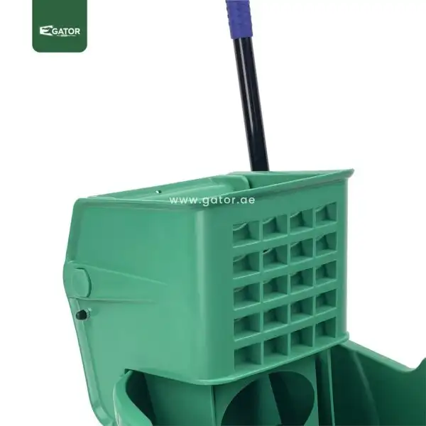 Closer view green Mop Wringer Mini 32 Ltr Gator BT03G
