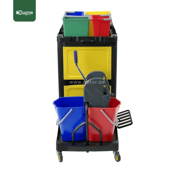 Janitorial Service Cart Multifunctional Cleaning Trolley back Gator UAE ST59K