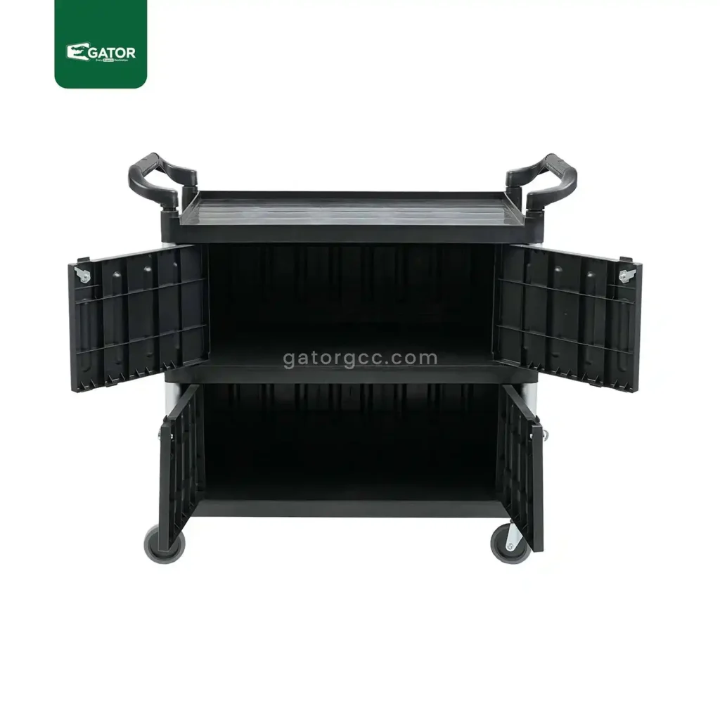 Plastic Service Trolley Cart with Door open Gator ST12