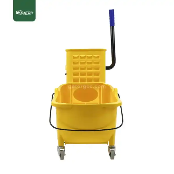 side view Yellow Single Bucket Mop Trolley 24L Gator BT14