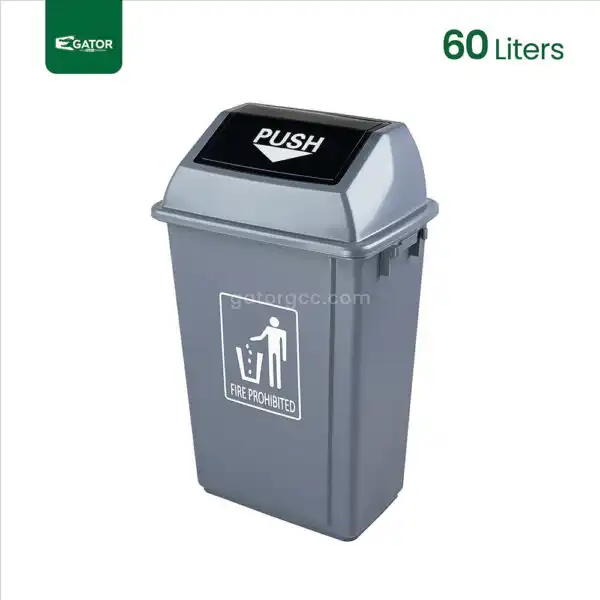 Grey Square Plastic Waste Bin Gator uae GC15A-60