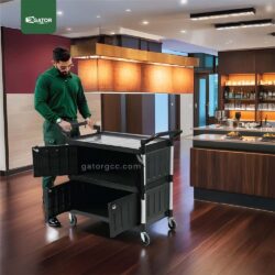 Plastic Service Trolley Cart with door - Black Color