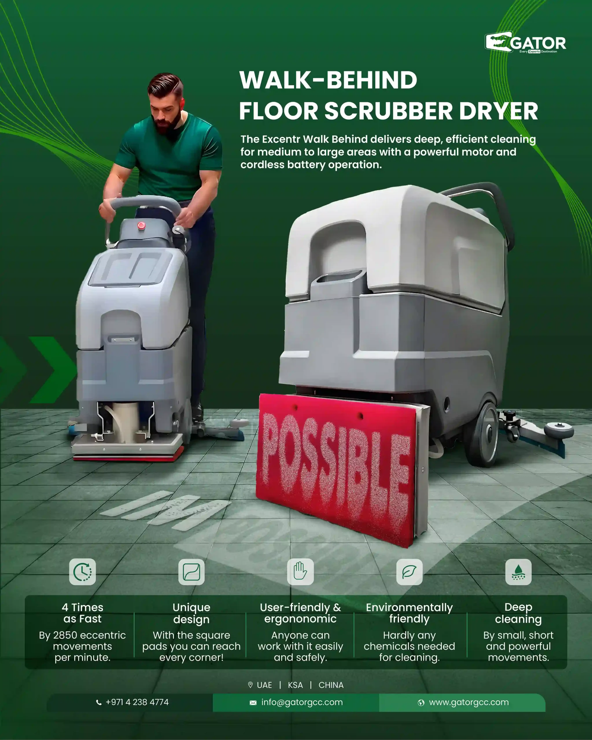 Excentr floor scubber cleaning machine Gator Excentr EX04, EX05