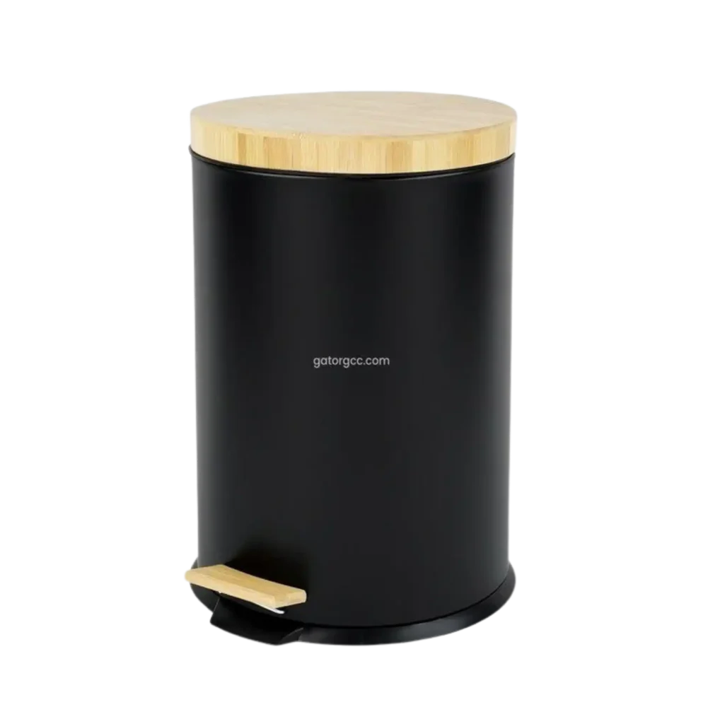 pedal Bin with Bamboo EK Bins Gator Waste Management UAE SS25