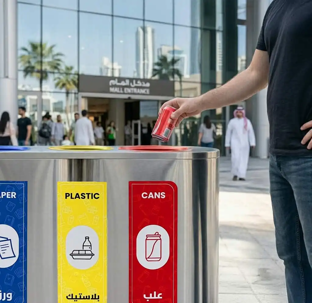 Stainless Steel Triple Recycling Bin live Gator UAE RB02-1C