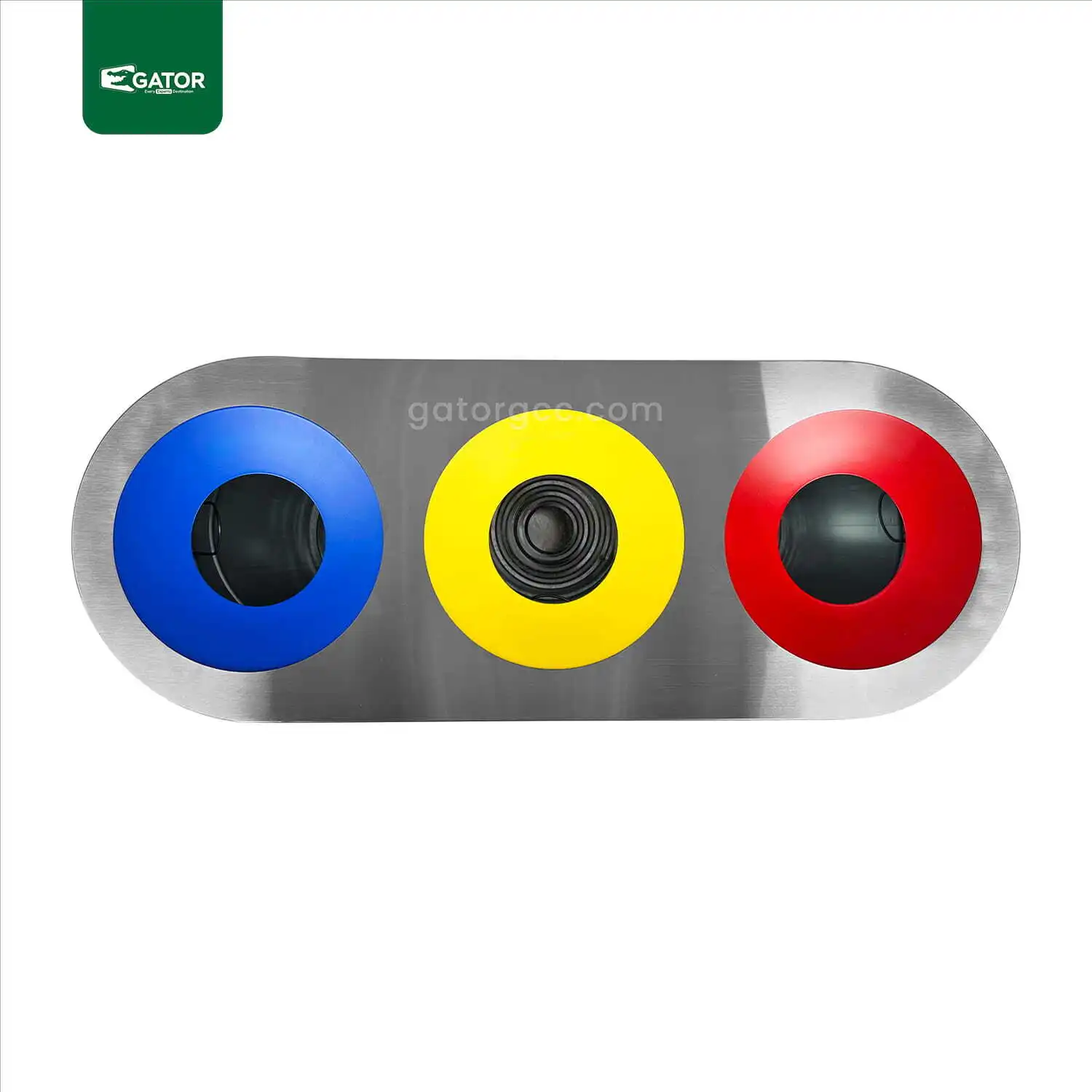 Stainless Steel Triple Recycling Bin top view Gator UAE RB02-1C