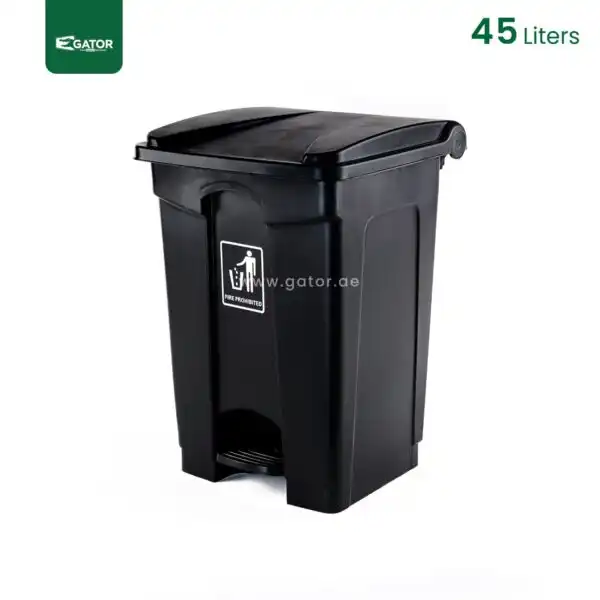 Black Plastic Pedal Waste Bin Gator Bins GC05K-45