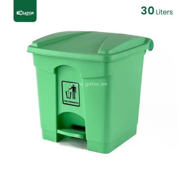 Green Plastic Pedal Waste Bin Gator Bins GC05G-30