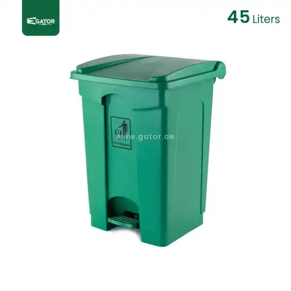 Green Plastic Pedal Waste Bin Gator Bins GC05G-45