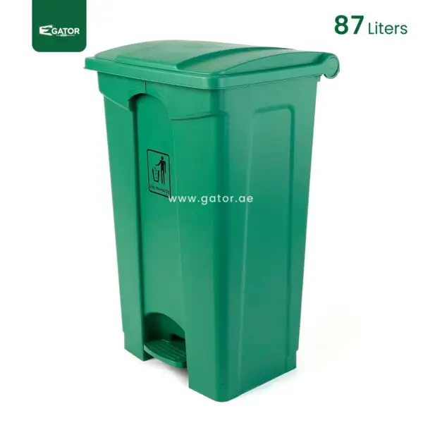 Green Plastic Pedal Waste Bin Gator Bins GC05G-87