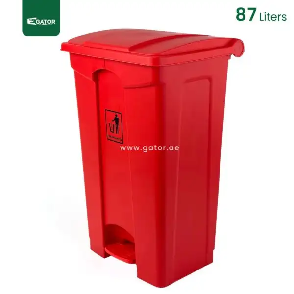 Red Plastic Pedal Waste Bin Gator Bins GC05R-87